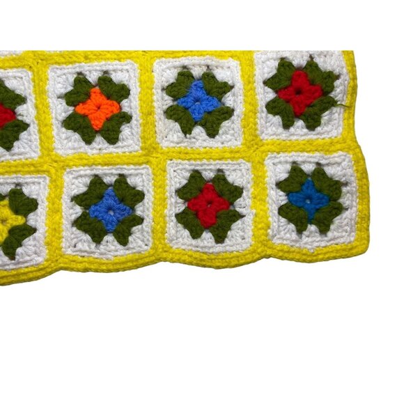 70's Crochet Granny Square Couch couch arm rest blanket 15" x 11" - Picture 5 of 6